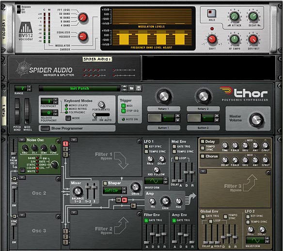 The front panel settings for the Vocoder and Thor Modulator