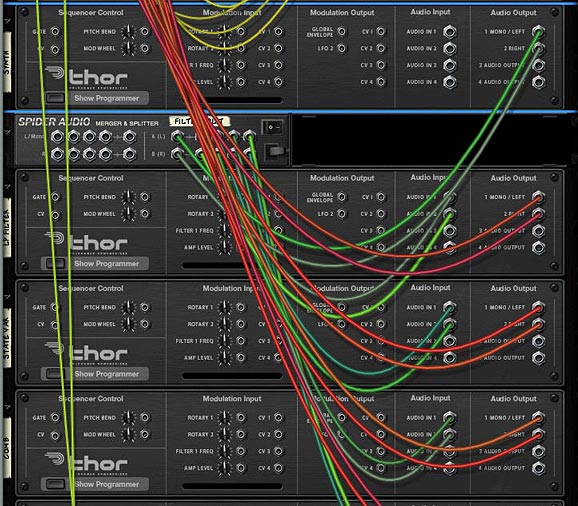 The Thor Synth Audio being split and sent through the 4 Thor Filters