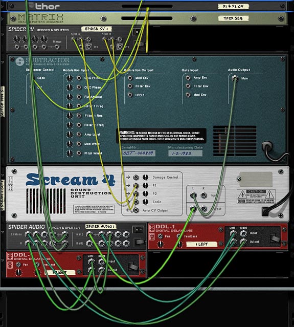 The anatomy of a single Subtractor Glitch sound with Scream and Left/Right Delay FX