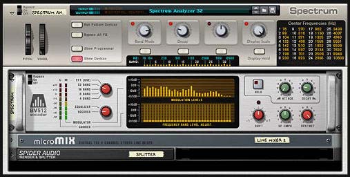 BV512 Spectrum Analyzer with Frequency Band labeled Backdrop