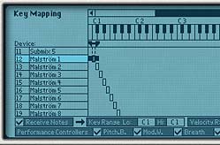 The first Synth selected in Key Mapping. See that the range listed is C1 (Lo) to C1 (Hi)