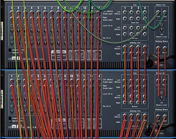 The five 14:2 Mixers are chained together.