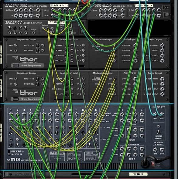 The main FX setup. Yeah I know it looks crazy. But follow the video and you can't go wrong. Try to understand the concepts, and you can add any number of effects.