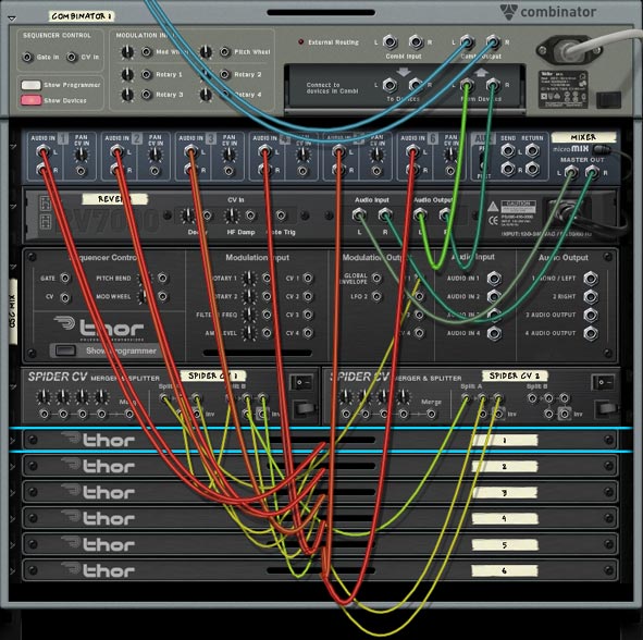 The Thor routings shown at the back of the rack inside the Combinator.