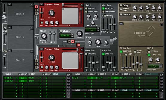 The Thor Filter settings and Modulation Bus Routing Section (MBRS) settings.