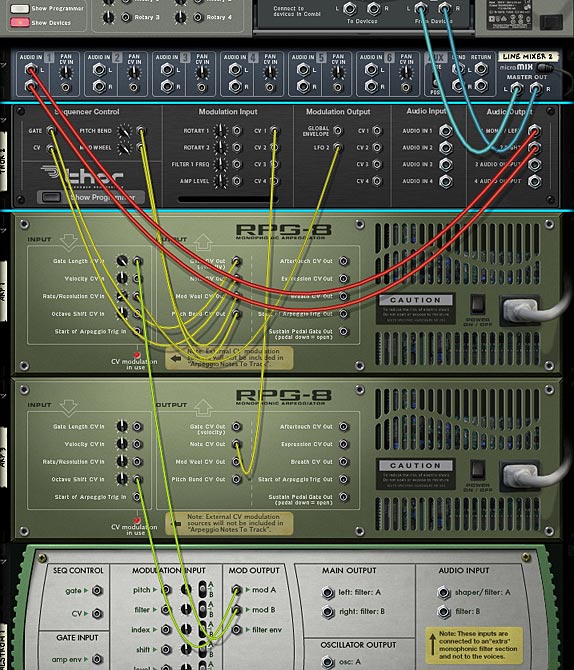 The CV routings at the back of the rack