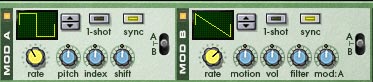 The Malstrom Mod A and Mod B curves used to Modulate the Arpeggio