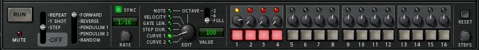 Curve 1 setup in the first Thor's Step Sequencer