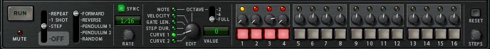 Curve 1 setup in the second Thor's Step Sequencer