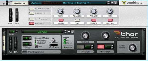 Thor Triple effect patch: Tremolo, Pan, and Frequency Modulations