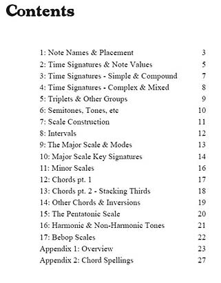 theory-refill-03 the Table of Contents for the Music Theory primer PDF