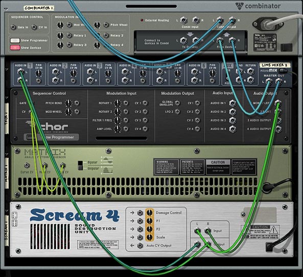 The initial device setup from the rear panel in the Rack.