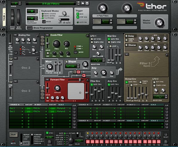 Crossfading Filters in Thor setup: The front panel