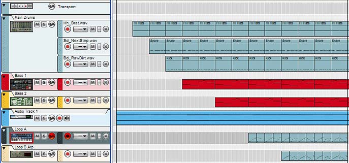 The Main Sequencer after adding some of the elements you'll learn in this creative project.