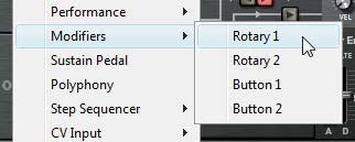 The two Rotaries and Buttons in the MBRS under the "Modifiers" submenu. They can be used as Modulation Sources or Scales.