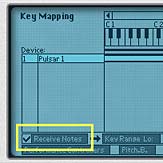 Selecting the Pulsar device in the Combinator's Programmer and ensuring it "Receives Notes"